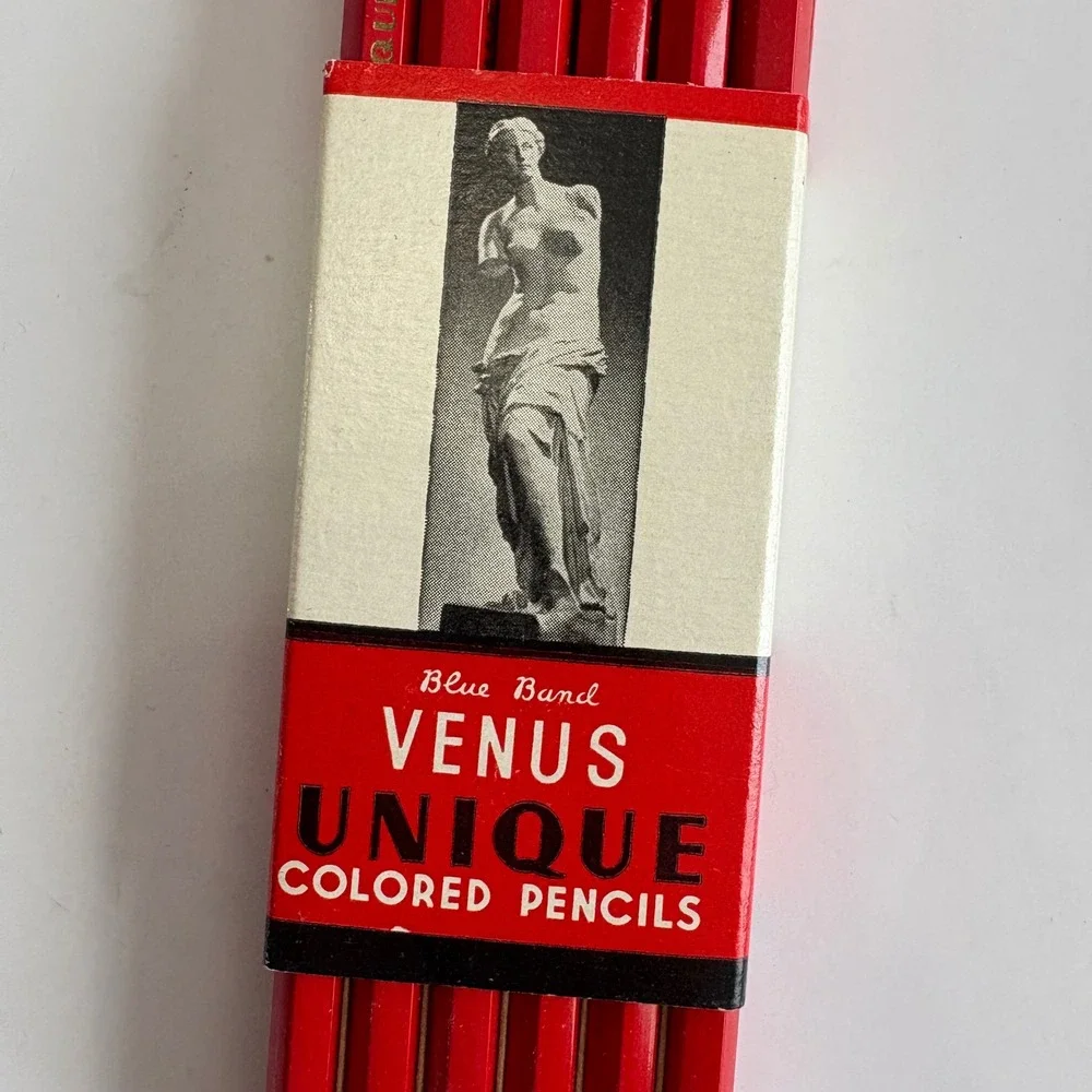Vintage American Pencil Co Venus Unique Colored Pencils Red #1207 Dozen UNUSED - Picture 2 of 5